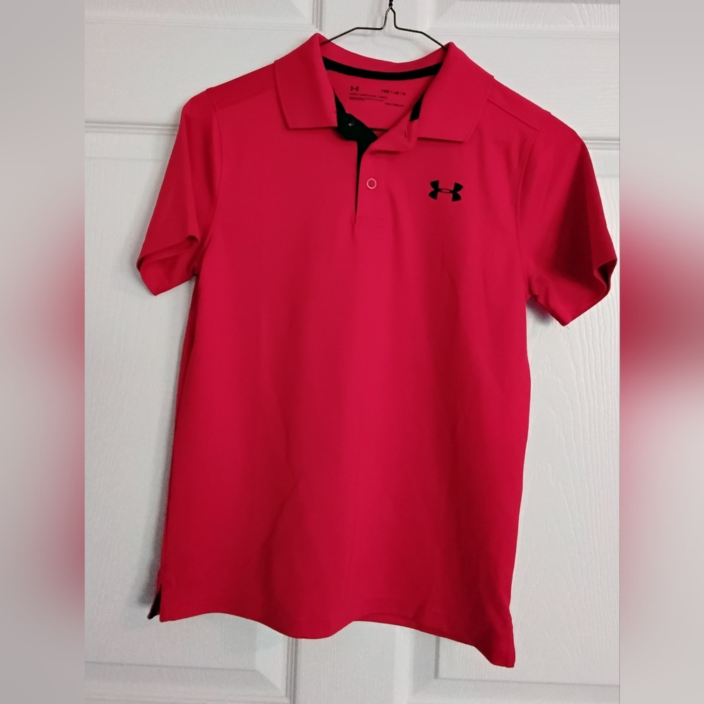 Boys Under Armour Bright Red Polo Shirt